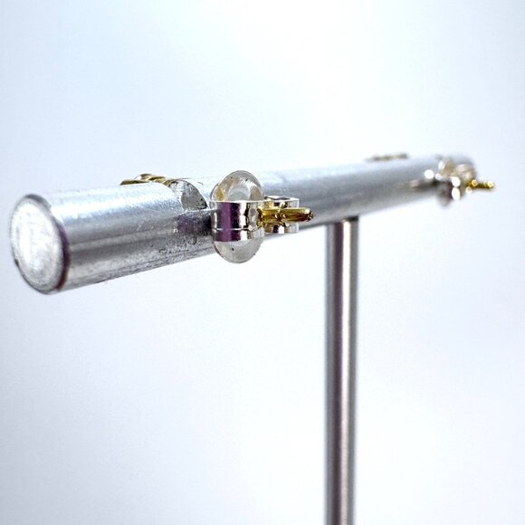 VTG Sterling Silver Gold Wash Oval Citrine Stud Earrings 1CTW Sterling Backs - Picture 4 of 8